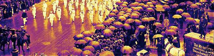 Rain, parade A parade in the rain